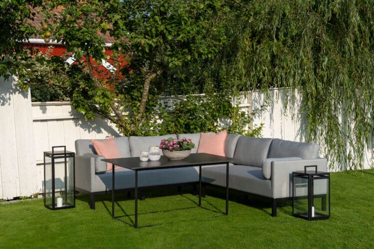 Evie spisevinkel sofa med bord 2V2 – Sunbrella lead chiné - Bilde 2
