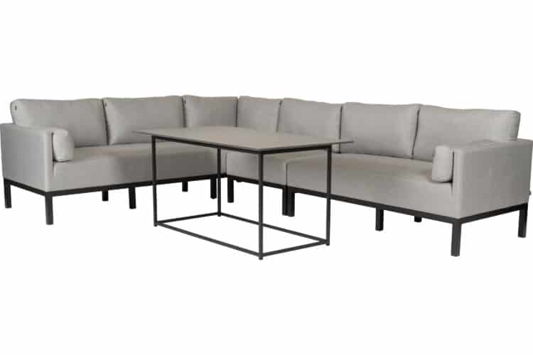 Evie spisevinkel sofa med bord 2V3 – Sunbrella lead chiné