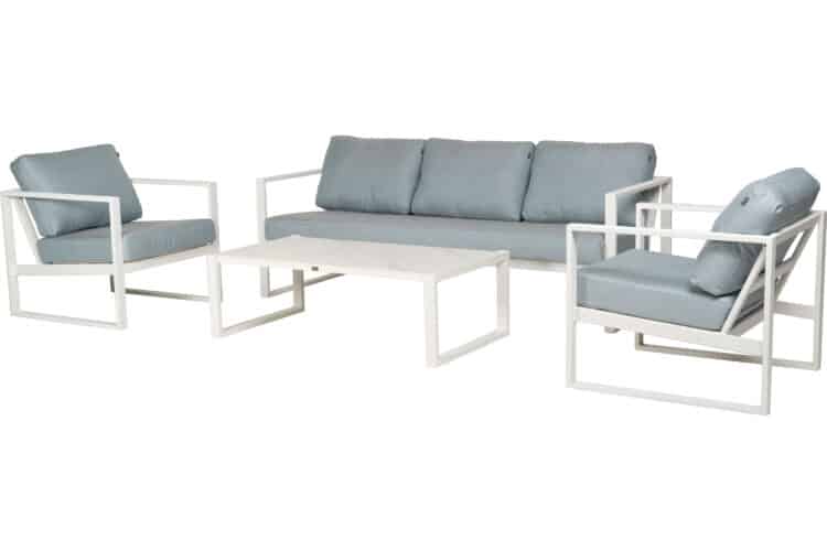 Jordan sofagruppe 3+1+1 m/bord - hvit/Sunbrella frosty chiné