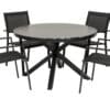 Jackson spisegruppe med bord ø120 og 4 stablestoler – sort