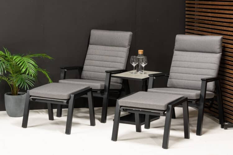 Vancouver reclinersett med høydejusterbart sidebord - sort/mellomgrå - Bilde 2