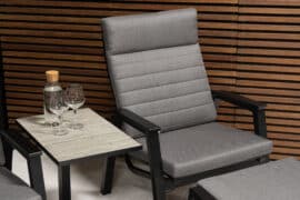 Vancouver reclinersett med høydejusterbart sidebord - sort/mellomgrå