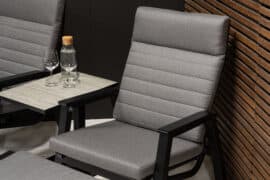 Vancouver reclinersett med høydejusterbart sidebord - sort/mellomgrå