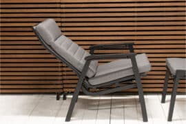 Vancouver reclinersett med høydejusterbart sidebord - sort/mellomgrå