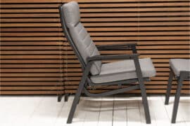 Vancouver reclinersett med høydejusterbart sidebord - sort/mellomgrå