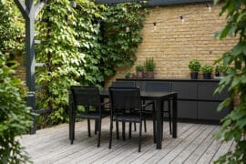 Alternative view of Jackson spisegruppe med bord 140x80 og 4 stablestoler – sort