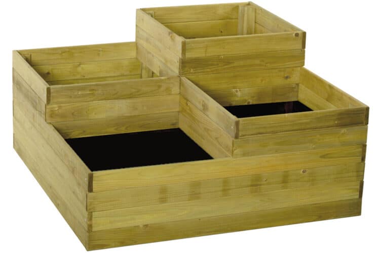 Høybed 90x90 med 4 rom - Impregnert furu
