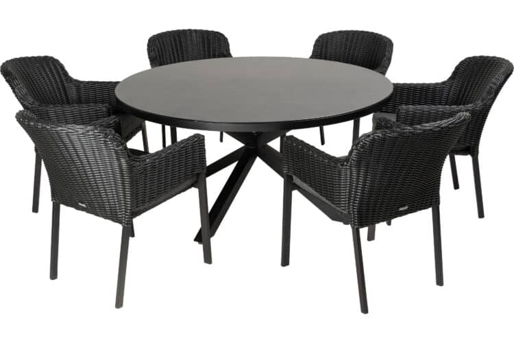 Cairo black og Canterbury Ø150 spisegruppe