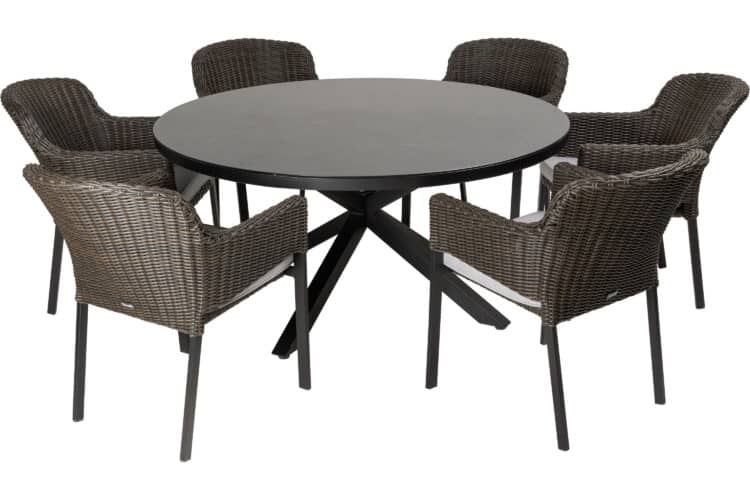 Cairo black/terracotta og Canterbury Ø150 spisegruppe