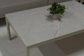 Miami hjørnesofa med bord - krem - Vareprøve Miami hjørnesofa med bord - krem - Vareprøve