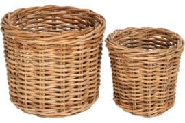 Rustikke runde kurver i natur­rattan 2 stk - Vareprøve